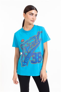 A.s. Baskılı Sıfır Yaka K.Kol Tshırt TURKUAZ