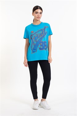 A.s. Baskılı Sıfır Yaka K.Kol Tshırt TURKUAZ