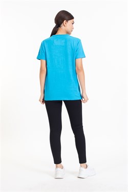 A.s. Baskılı Sıfır Yaka K.Kol Tshırt TURKUAZ