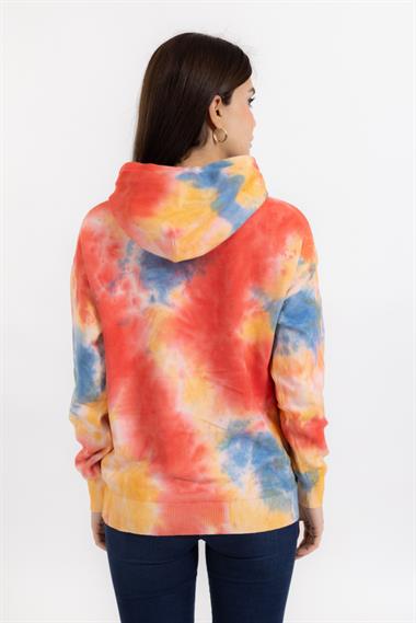 Zr Bayan Kapşonlu U.Kol Sweatshırt Kırmızı Sarı