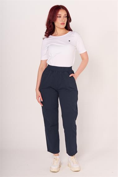 Brs Kadın Gabardin Beli Lastikli Klasık Pantolon 24y Sf LACİVERT