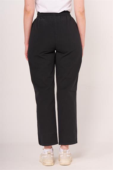 Brs Kadın Gabardin Beli Lastikli Klasık Pantolon 24y Sf SİYAH