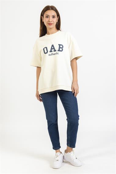 Brs Unisex O Yaka O A B Baskılı K.Kol Sweat 23y Kso KREM
