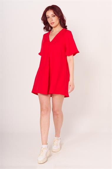 ELBİSE ZRA 22Y V YAKA. K.KOL BAYAN (BYG) KIRMIZI