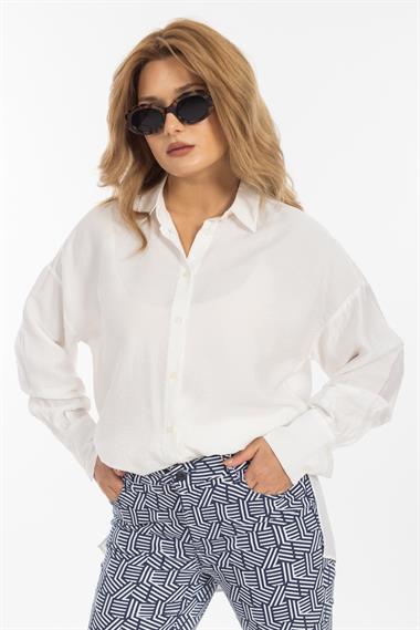 Gına Benottı Kadın U.Kol Gömlek 98137 25y Mg Beyaz