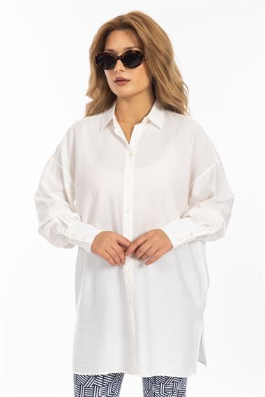 Gına Benottı Kadın U.Kol Gömlek 98137 25y Mg Beyaz