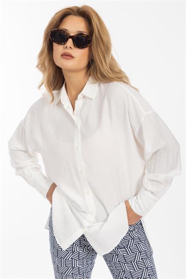 Gına Benottı Kadın U.Kol Gömlek 98137 25y Mg Beyaz