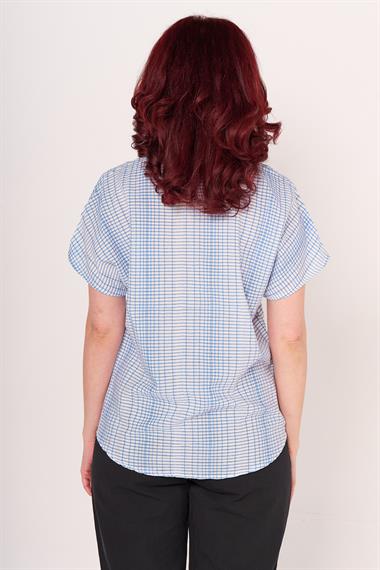 GÖMLEK KTN 22Y KARELİ K.KOL BAYAN (BYG) MAVİ ÇİZGİLİ