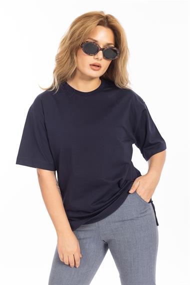 İpk Unisex Düz Basıc K.Kol Tshırt 25y Cu LACİVERT