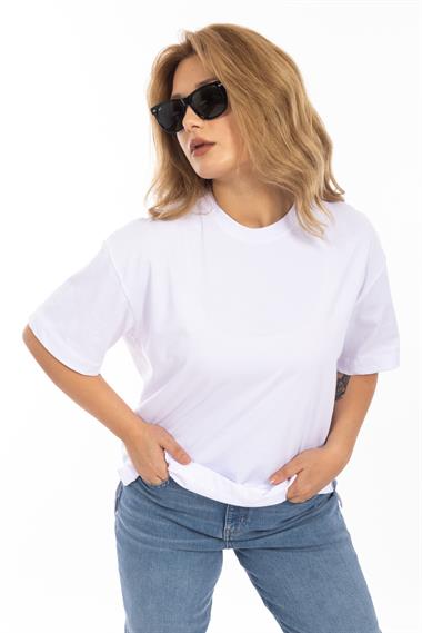 İpk Unisex Düz Basıc K.Kol Tshırt 25y Cu Beyaz