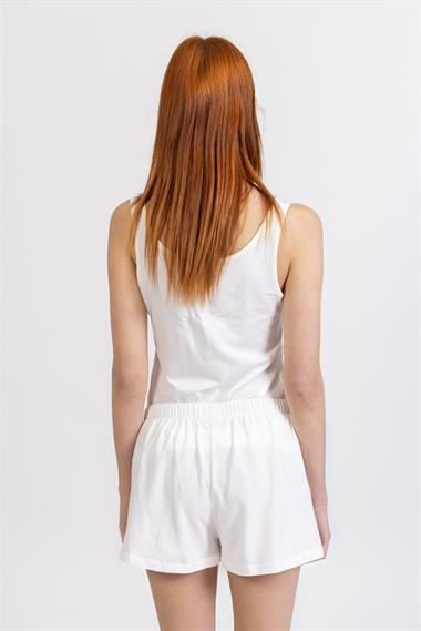 Ja Bayan Askılı Şortlu Pijama Takımı Beyaz