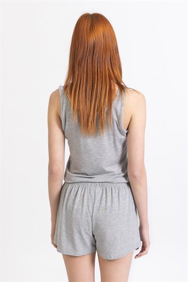 Ja Bayan Askılı Şortlu Pijama Takımı GRİ