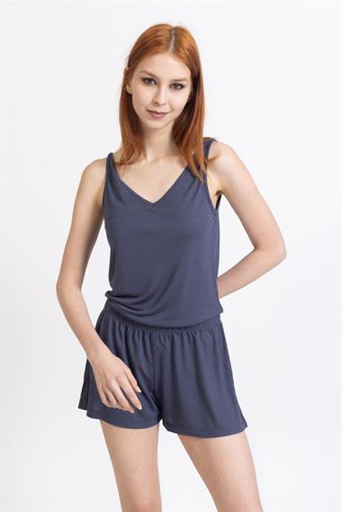 Ja Bayan Askılı Şortlu Pijama Takımı LACİVERT