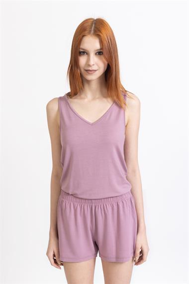 Ja Bayan Askılı Şortlu Pijama Takımı LİLA