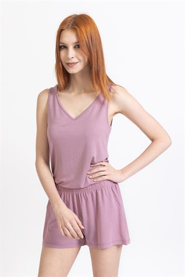 Ja Bayan Askılı Şortlu Pijama Takımı LİLA