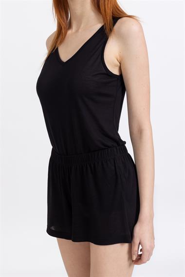 Ja Bayan Askılı Şortlu Pijama Takımı SİYAH