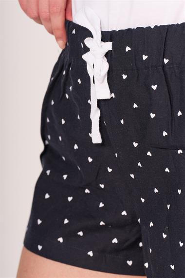 Ja Bayan Dokuma Şort Lacivert Kalp Desenli