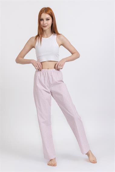 Ja Unisex Dokuma Tek Alt beyaz lila pöti kareli
