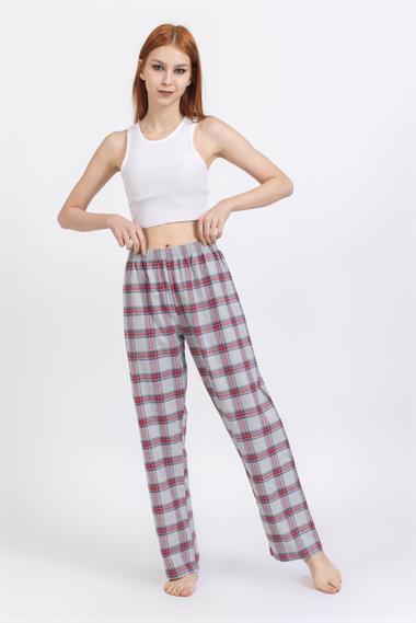 Ja Unisex Dokuma Tek Alt gri kırmızı ekose