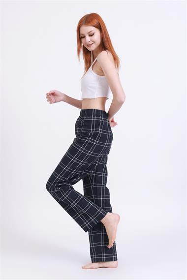 Ja Unisex Dokuma Tek Alt Lacivert gri ekose