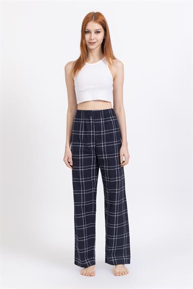 Ja Unisex Dokuma Tek Alt Lacivert gri ekose