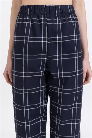 Ja Unisex Dokuma Tek Alt Lacivert gri ekose