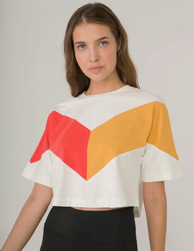 Kemı Bayan Crossover Crop K.Kol Tshırt 26y Kmı Krem Sarı