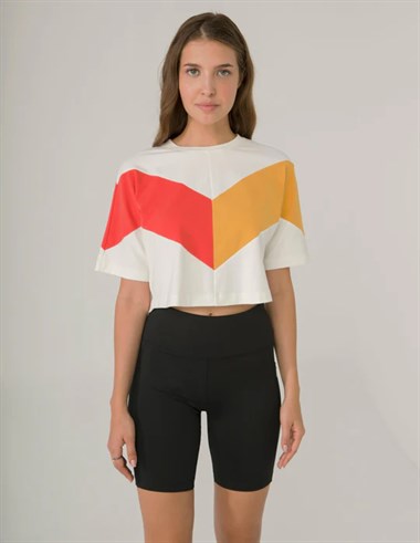 Kemı Bayan Crossover Crop K.Kol Tshırt 26y Kmı Krem Sarı