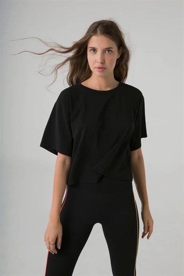 Kemı Bayan O Yaka Backspin K.Kol Tshırt 26y Kmı SİYAH