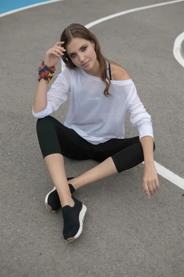 Kemı Bayan O Yaka Fileli U.Kol Tshırt 26y Kmı Beyaz