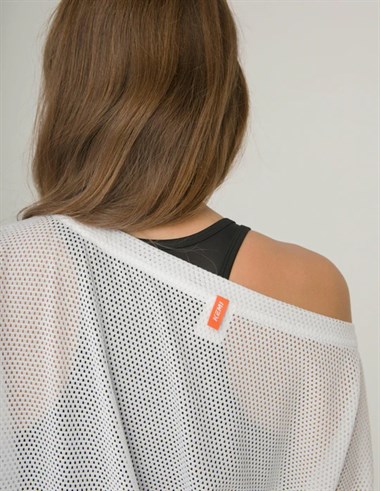 Kemı Bayan O Yaka Fileli U.Kol Tshırt 26y Kmı Beyaz