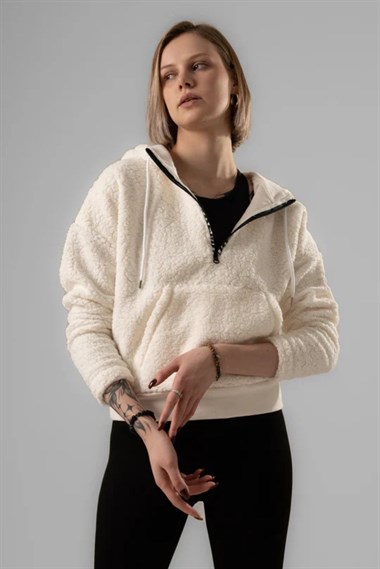 Kemı Bayan Yarım Fer.Pelüş Sweat 26y Kmı KREM