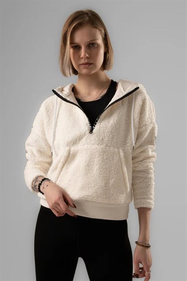 Kemı Bayan Yarım Fer.Pelüş Sweat 26y Kmı KREM