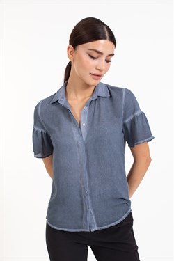 Ktn Bayan Şifon K.Kol Gömlek MAVİ