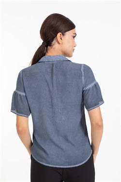 Ktn Bayan Şifon K.Kol Gömlek MAVİ