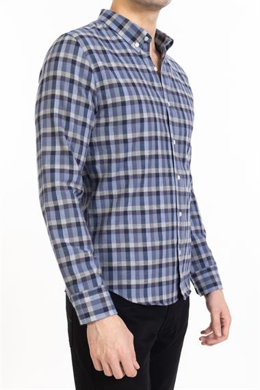 L.e Erkek U.Kol Gömlek MAVİ/EKOSELİ