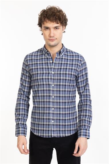 L.e Erkek U.Kol Gömlek MAVİ/EKOSELİ