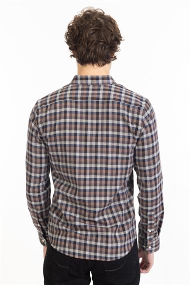 L.e Erkek U.Kol Gömlek KAHVE EKOSE