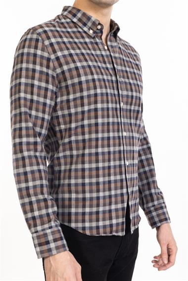 L.e Erkek U.Kol Gömlek KAHVE EKOSE