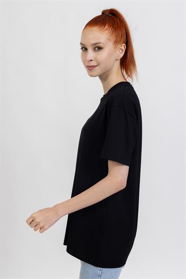 La Bayan O yaka Düz Basıc K.Kol Tshırt SİYAH