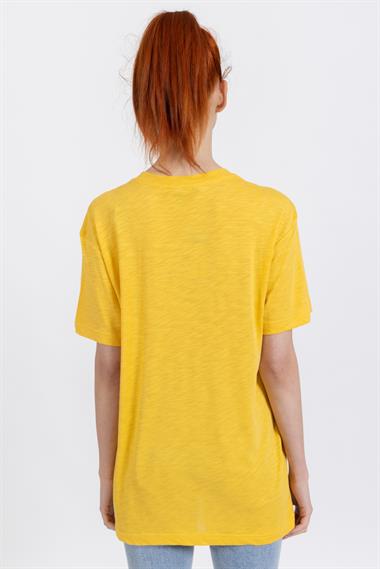 La Bayan O yaka Düz Basıc K.Kol Tshırt HARDAL