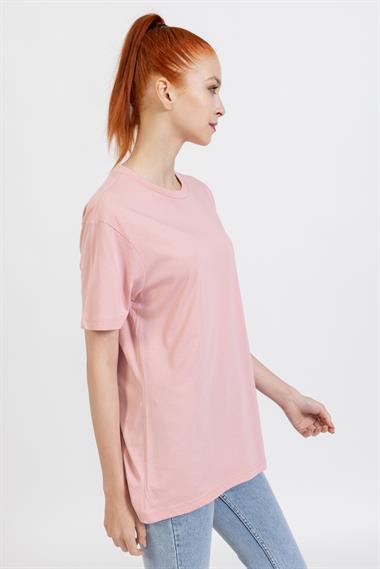 La Bayan O yaka Düz Basıc K.Kol Tshırt Pudra 3