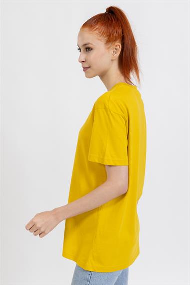 La Bayan O yaka Düz Basıc K.Kol Tshırt Sarı 1