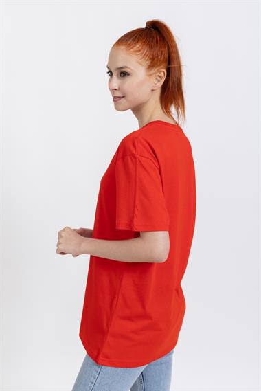 La Bayan O yaka Düz Basıc K.Kol Tshırt Kırmızı 2