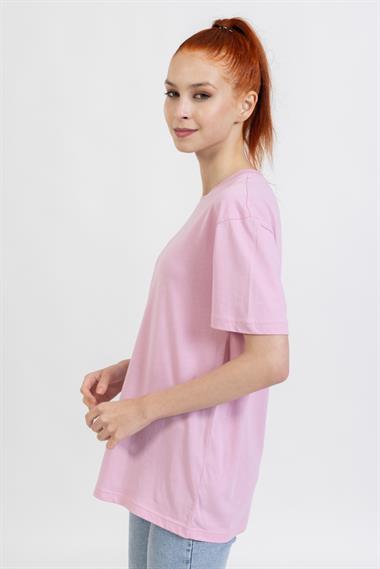 La Bayan O yaka Düz Basıc K.Kol Tshırt Koyu Pembe