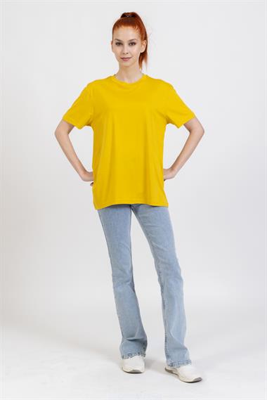 La Bayan O yaka Düz Basıc K.Kol Tshırt Sarı 1
