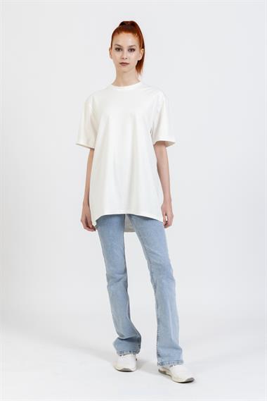 La Bayan O yaka Düz Basıc K.Kol Tshırt KREM