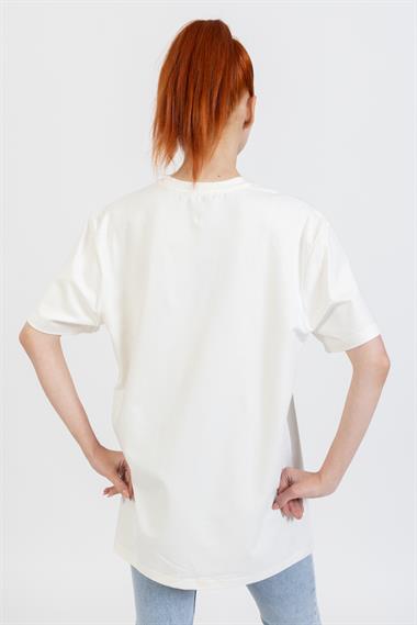 La Bayan O yaka Düz Basıc K.Kol Tshırt KREM