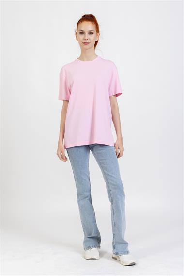 La Bayan O yaka Düz Basıc K.Kol Tshırt A.PEMBE