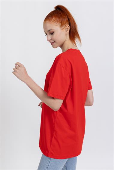La Bayan O yaka Düz Basıc K.Kol Tshırt KIRMIZI